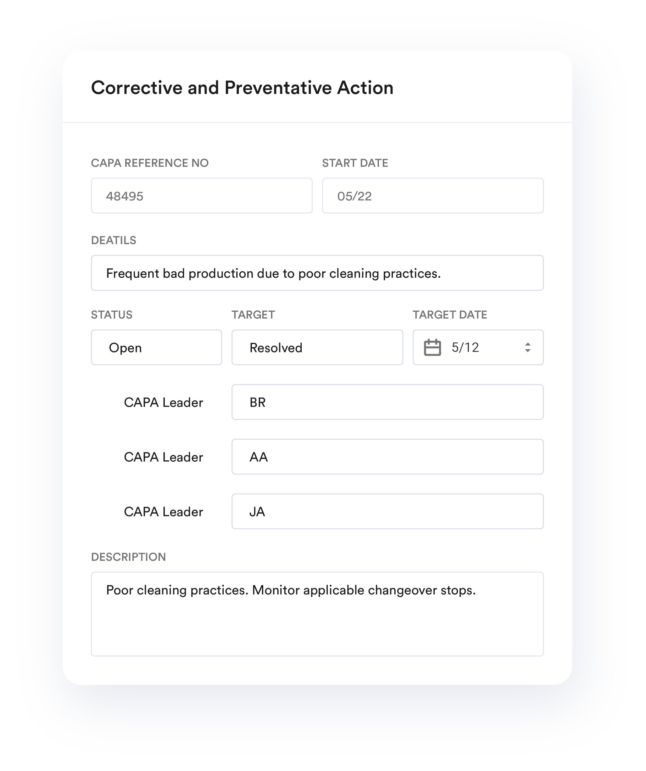 Corrective and Preventive Action Software Callout